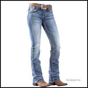 Bootcut Jeans Mid Rise Straight Leg Stretchy Denim Pants Trendy Y2K